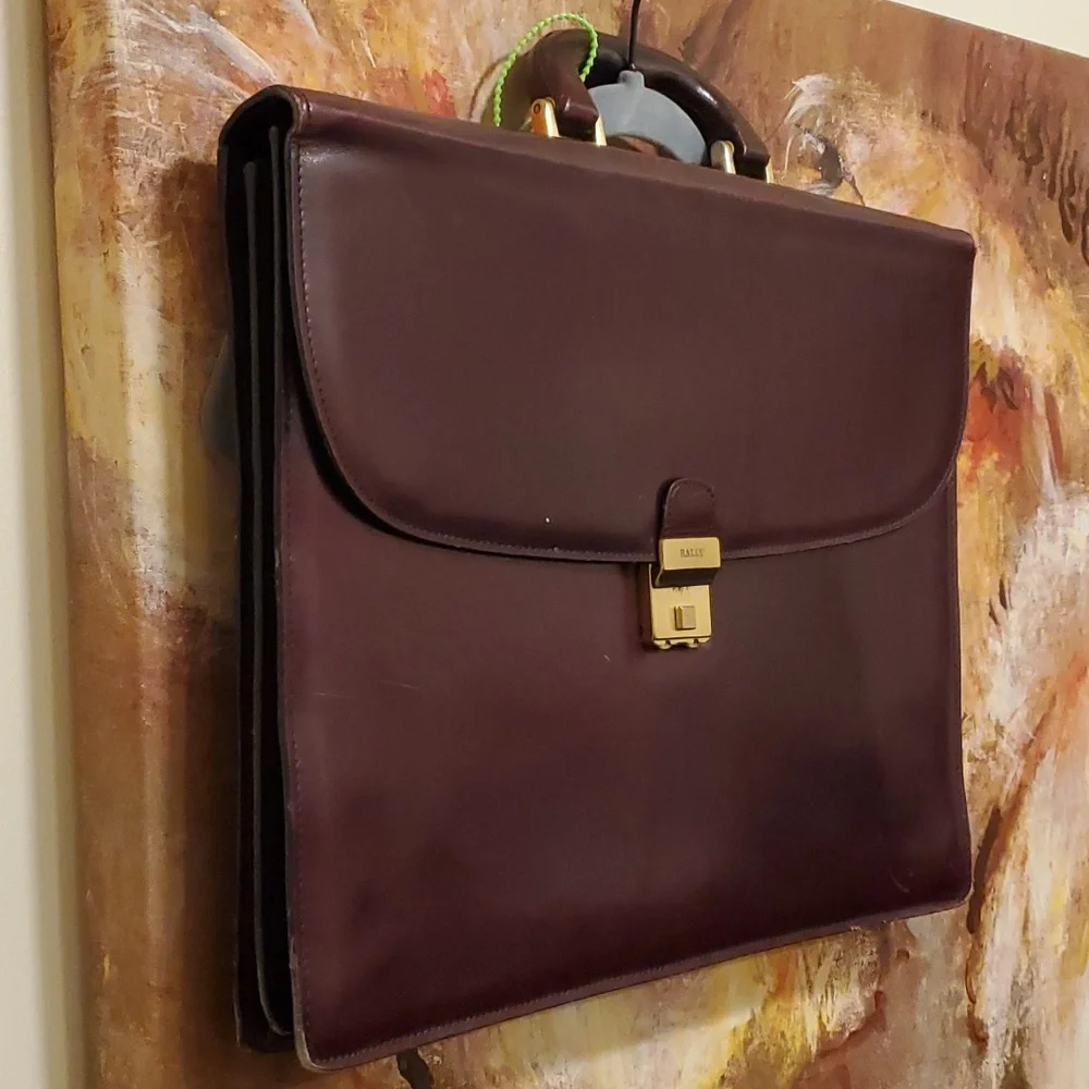 Oversized Bally briefcase in maroon